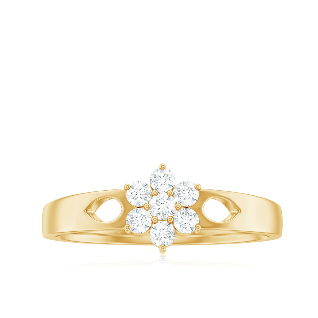 Nature Inspired Diamond Flower Promise Ring for Proposal
