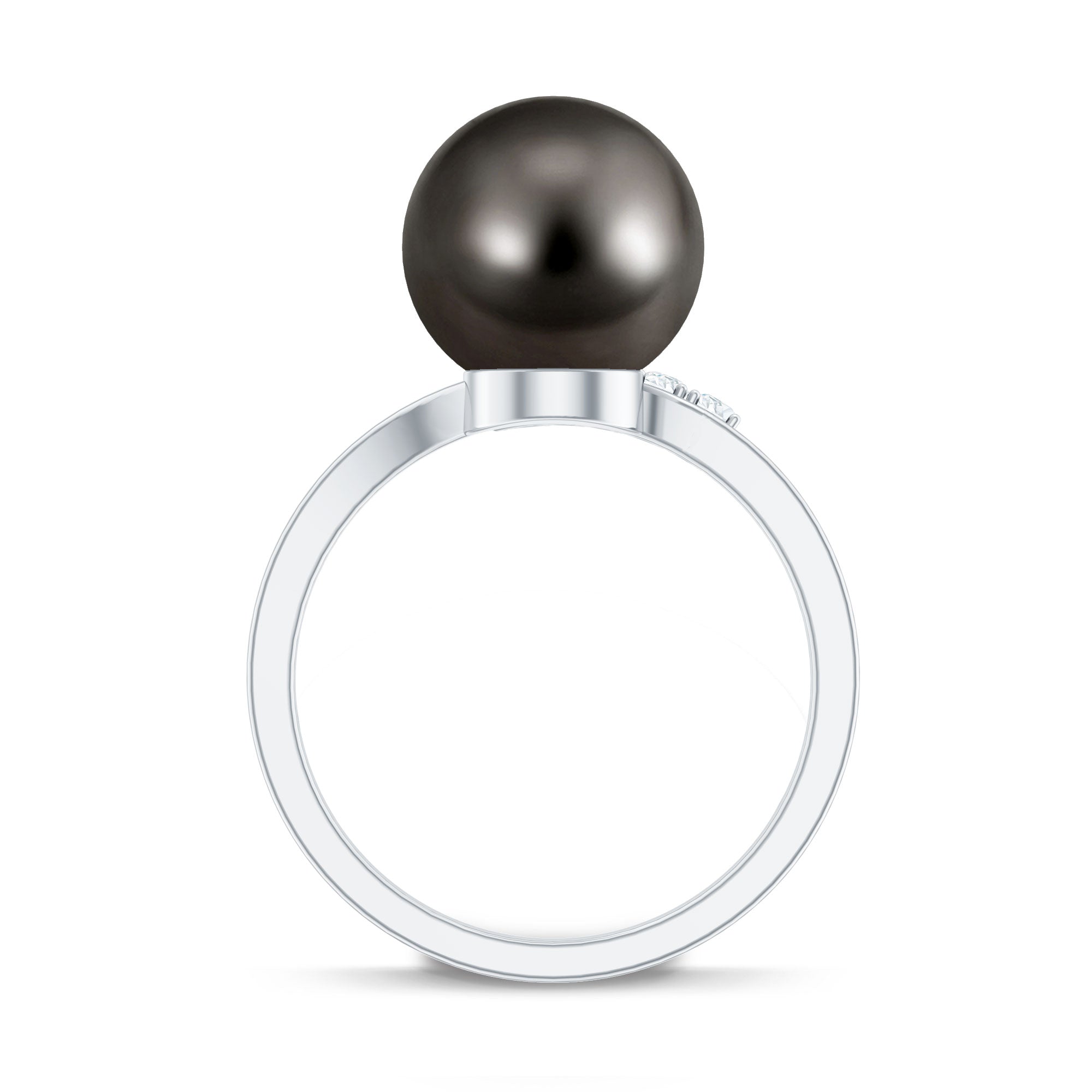 8 Carat Designer Tahitian Pearl Solitaire Ring with Diamond