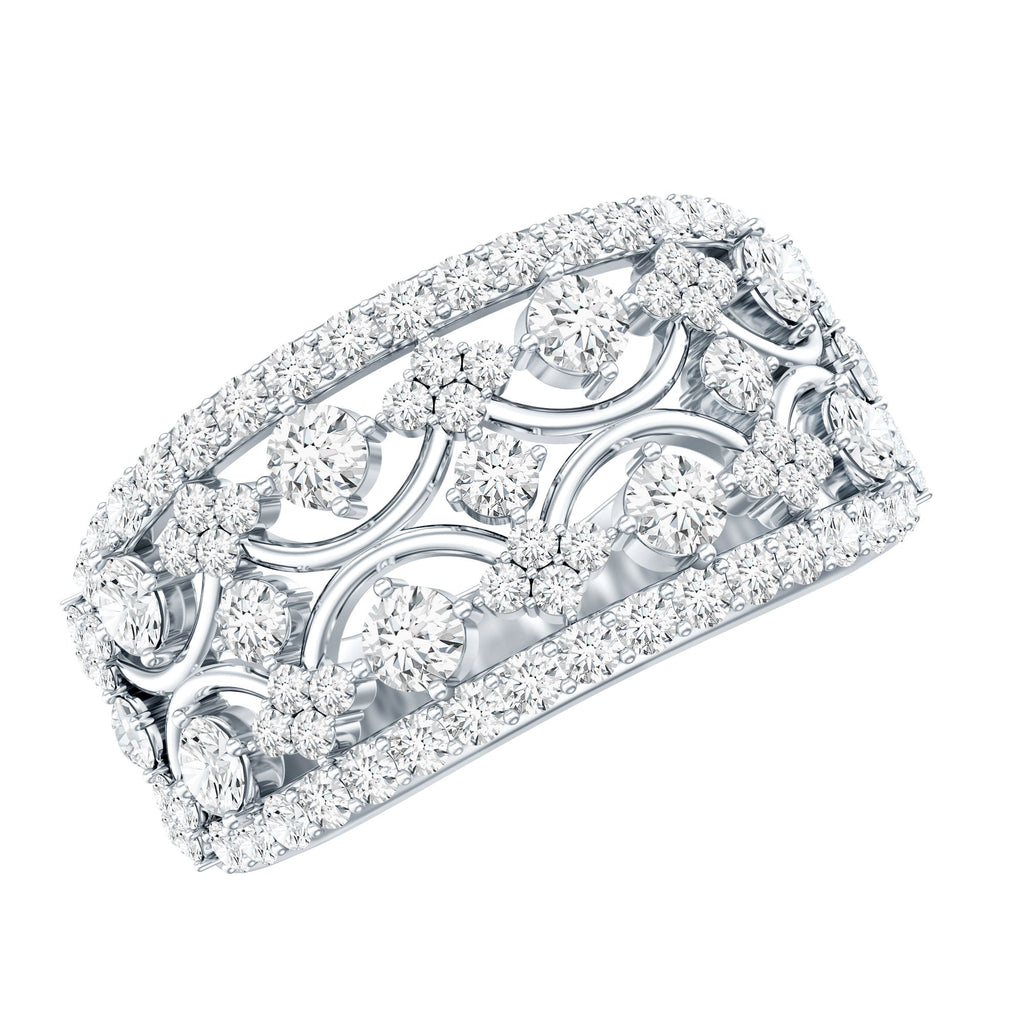 Certified Moissanite Vintage Wedding Band Ring