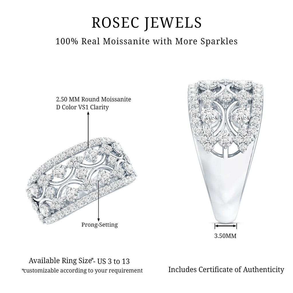 Certified Moissanite Vintage Wedding Band Ring