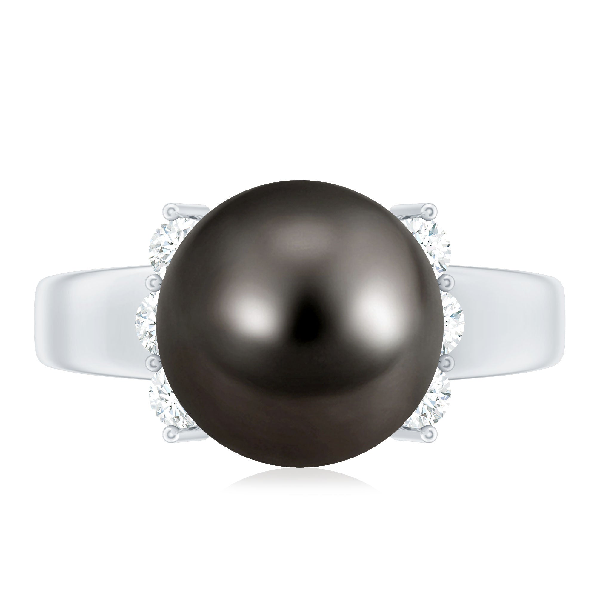 8 Carat Real Tahitian Black Pearl Solitaire Engagement Ring
