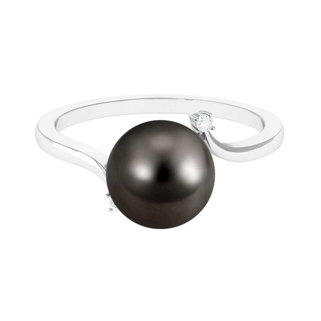 8 Carat Solitaire Tahitian Pearl Bypass Engagement Ring with Diamond
