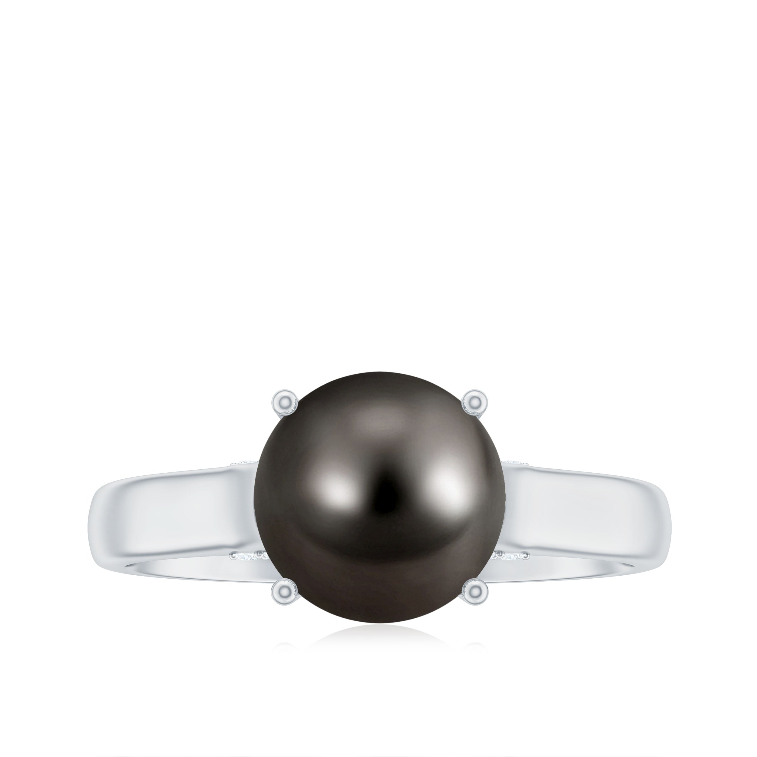 7.5 CT Classic Tahitian Pearl Solitaire Ring with Surprise Diamond