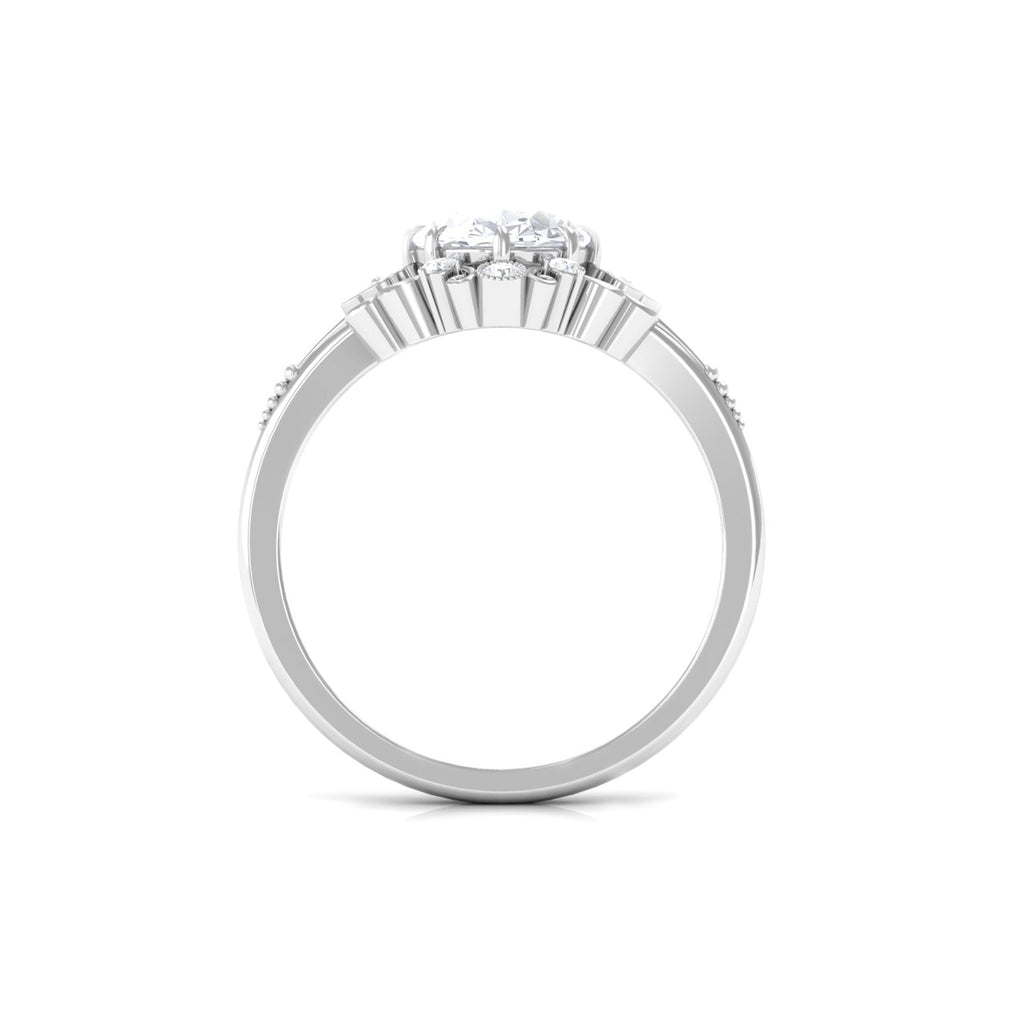 2 Carat Oval Cut Certified Moissanite Vintage Statement Ring
