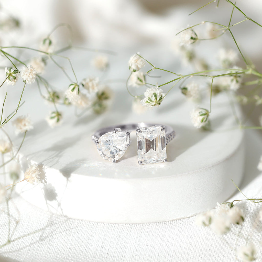 Toi Et Moi Moissanite Engagement Ring for Women