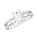 1.8 Carat Emerald Cut Moissanite Solitaire Engagement Double Band Ring