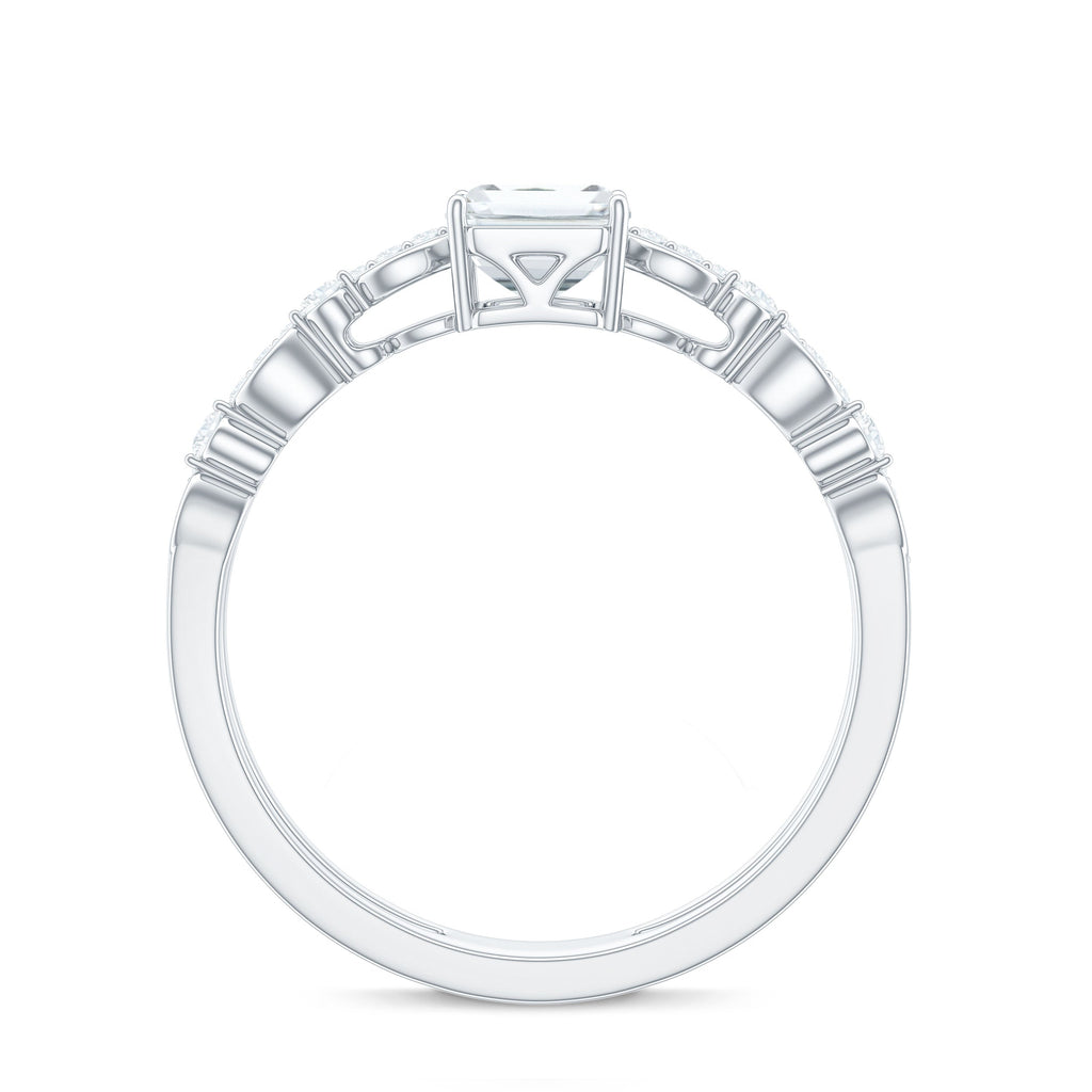 1.8 Carat Emerald Cut Moissanite Solitaire Engagement Double Band Ring
