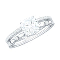 1.7 Carat Cushion Cut Moissanite Solitaire Double Band Engagement Ring