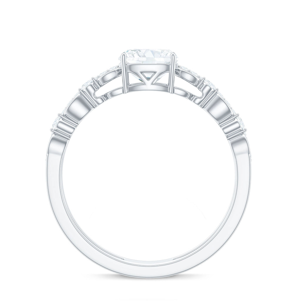 1.7 Carat Cushion Cut Moissanite Solitaire Double Band Engagement Ring