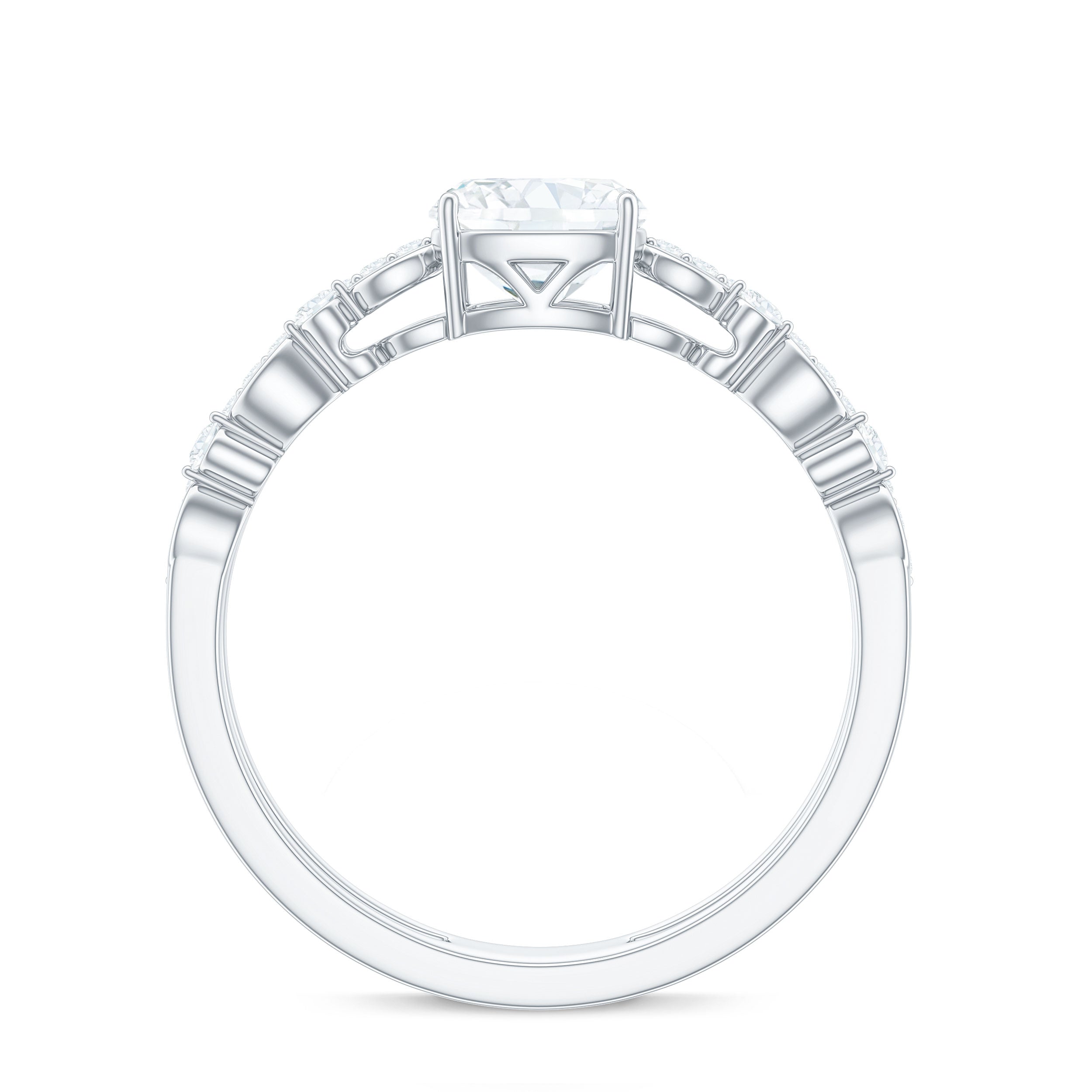 1.7 Carat Cushion Cut Moissanite Solitaire Double Band Engagement Ring