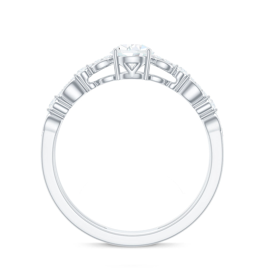 Pear Shaped Moissanite Double Band Engagement Ring