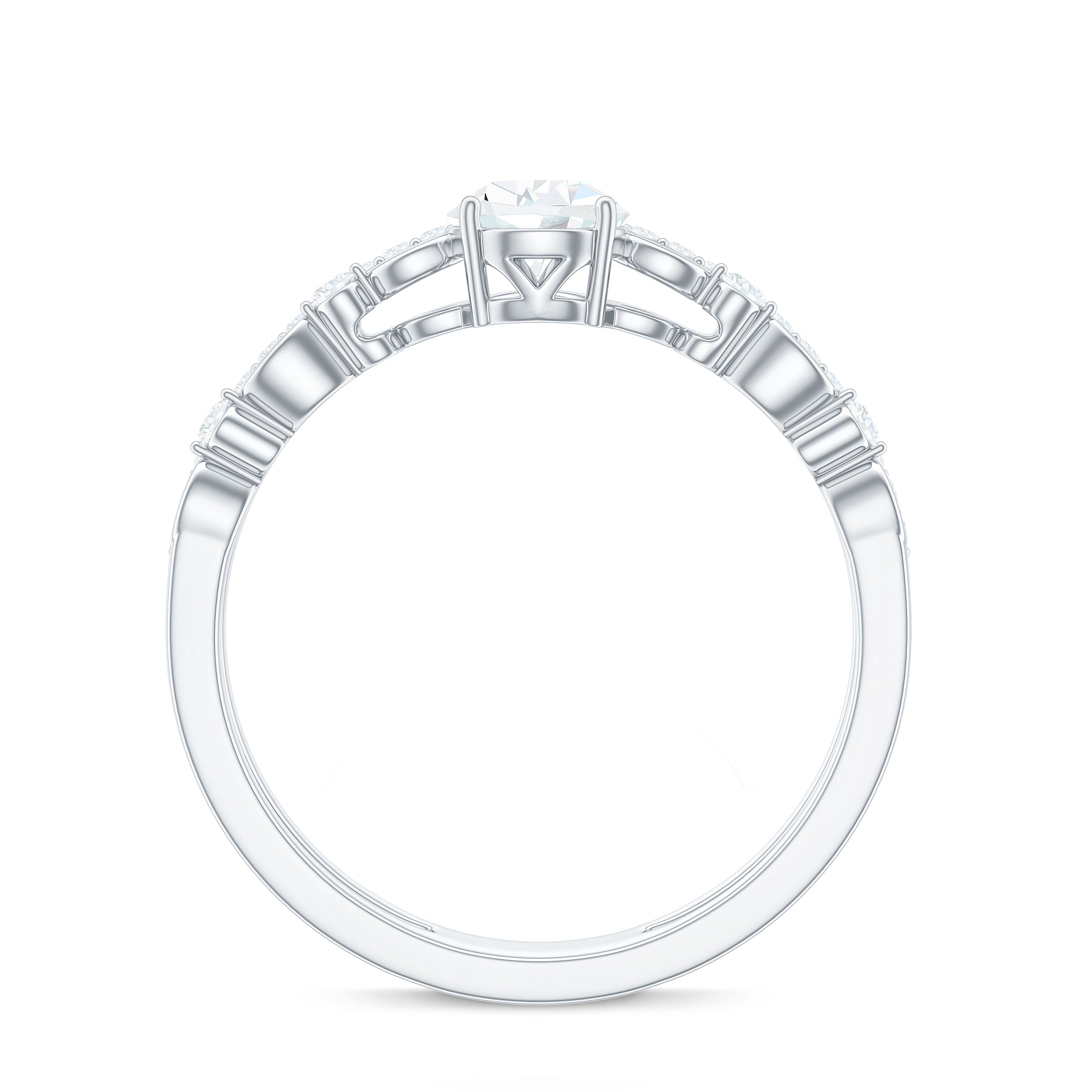Pear Shaped Moissanite Double Band Engagement Ring