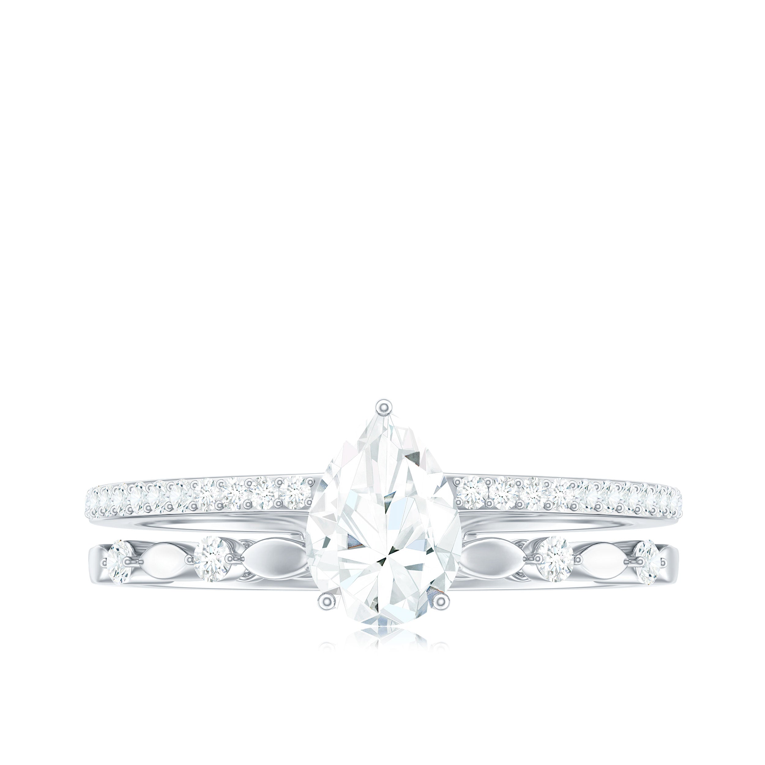 Pear Shaped Moissanite Double Band Engagement Ring