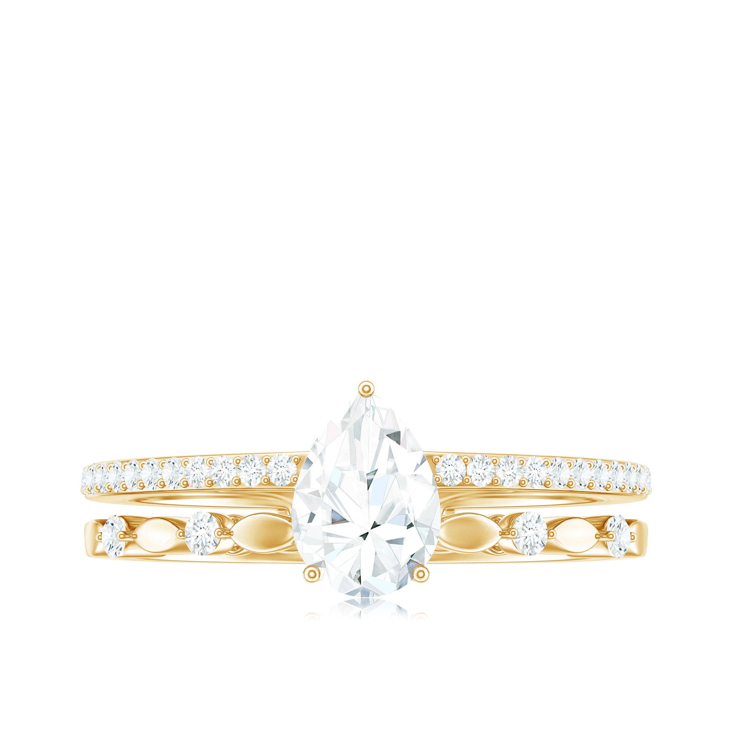 Pear Shaped Moissanite Double Band Engagement Ring