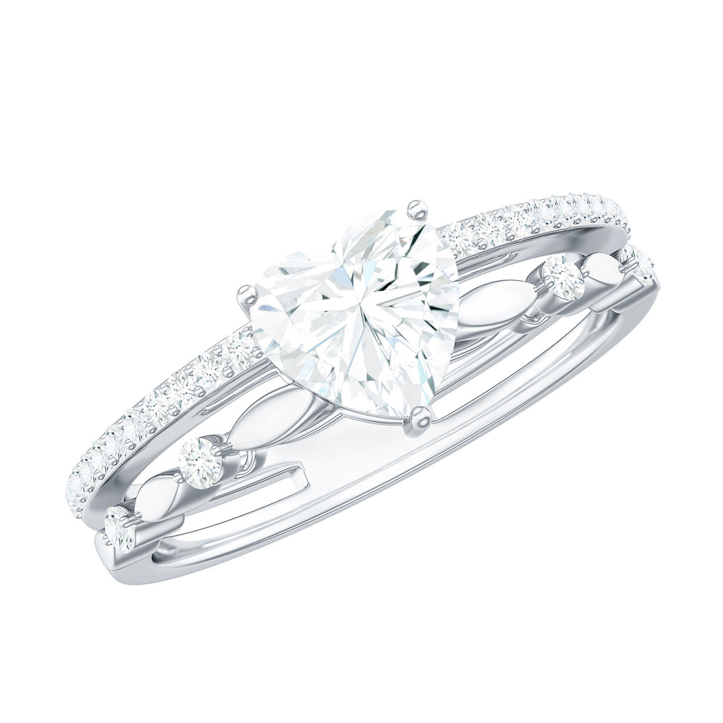 1.5 Carat Heart Moissanite Solitaire Double Band Ring Set