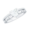 1.5 Carat Heart Moissanite Solitaire Double Band Ring Set