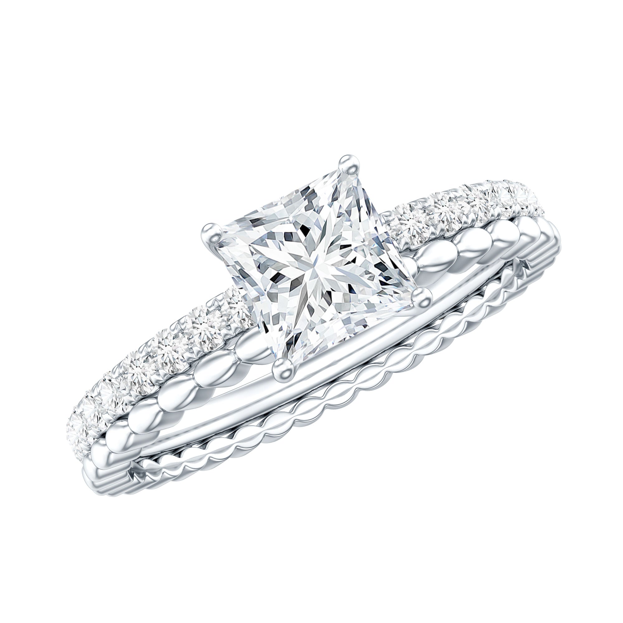 Certified Moissanite Square Cut Engagement Ring For Women
