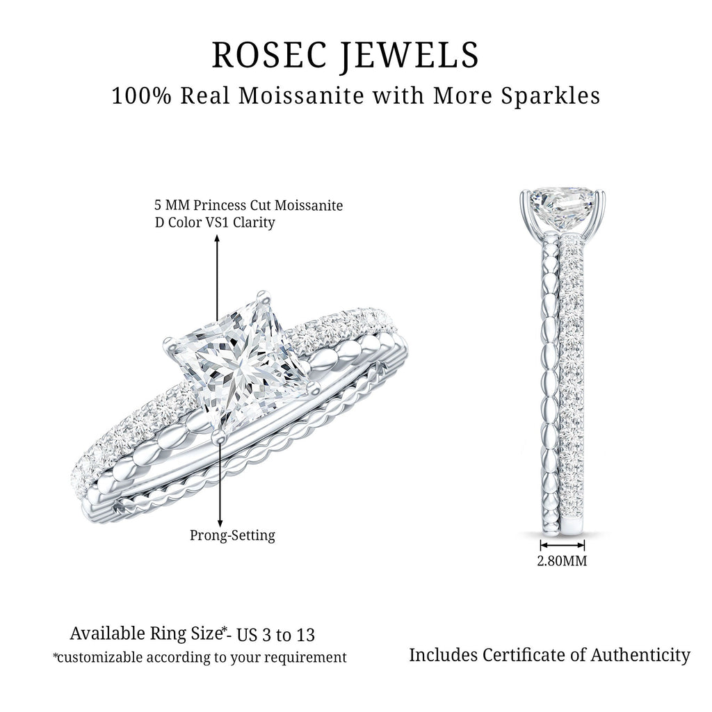 Certified Moissanite Square Cut Engagement Ring For Women