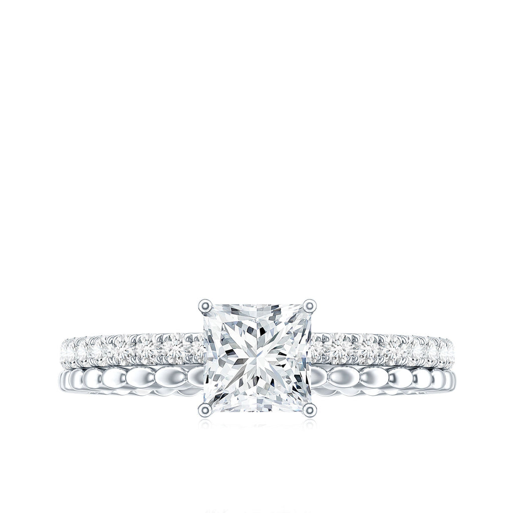Certified Moissanite Square Cut Engagement Ring For Women