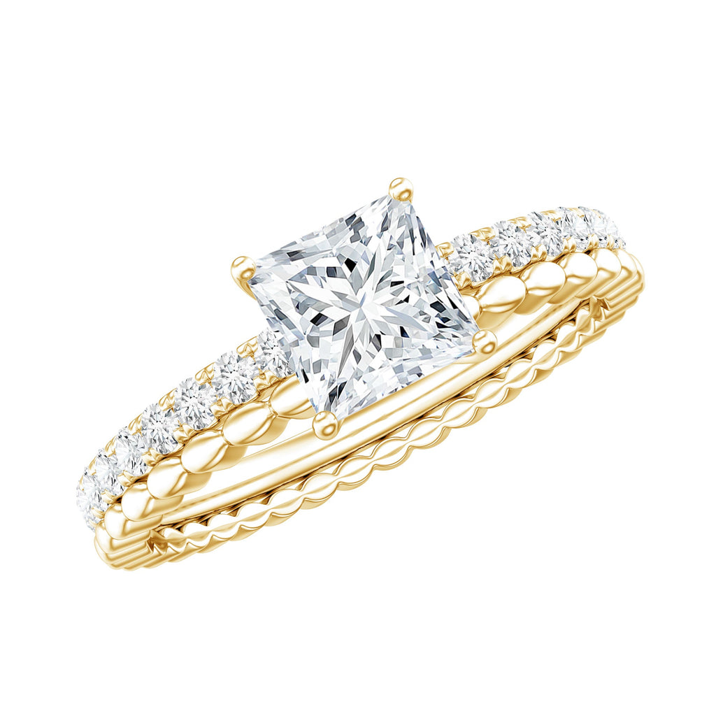 Certified Moissanite Square Cut Engagement Ring For Women