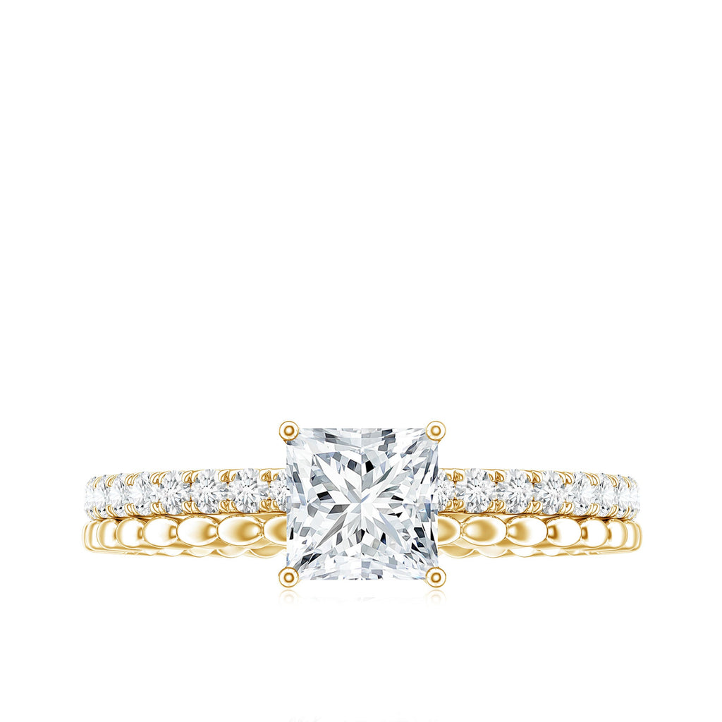 Certified Moissanite Square Cut Engagement Ring For Women