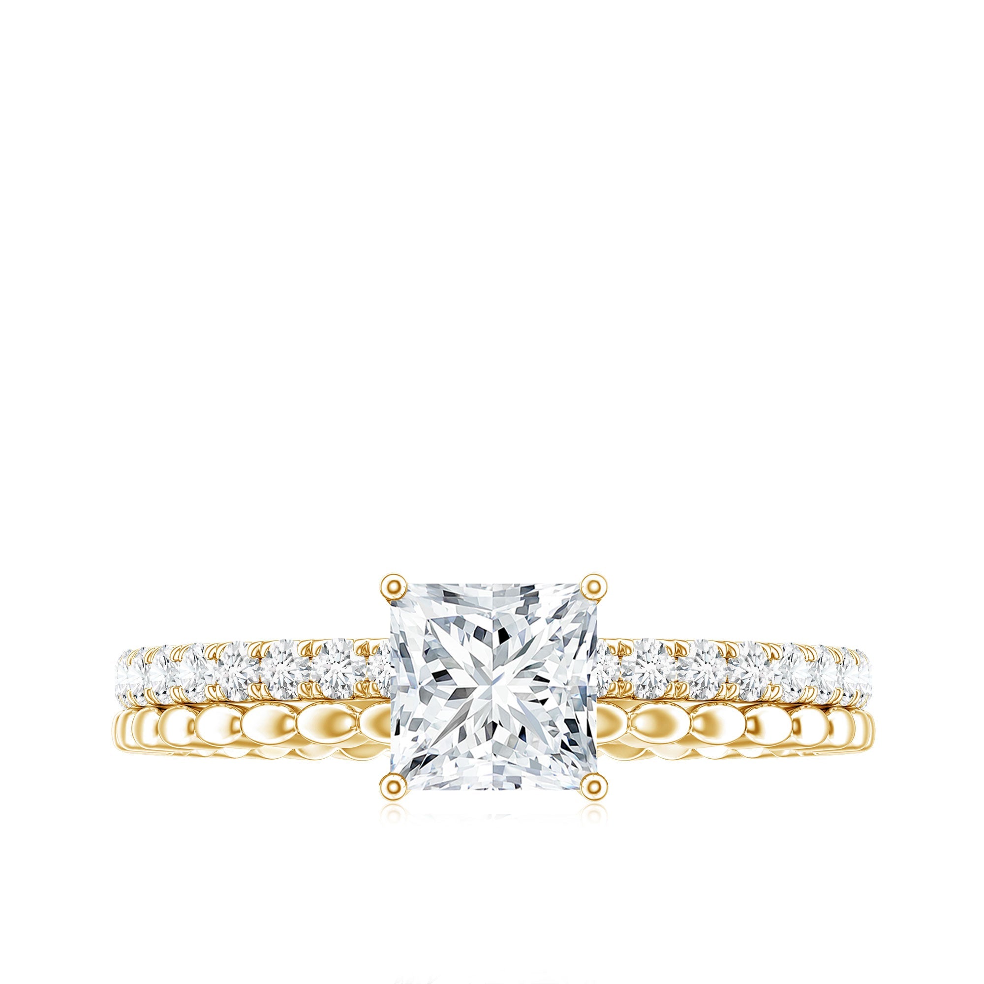 Certified Moissanite Square Cut Engagement Ring For Women