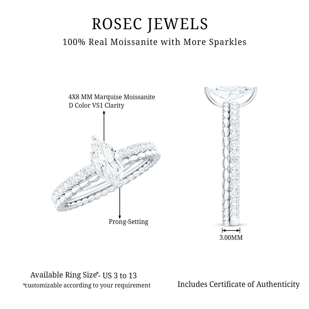 Marquise Cut Moissanite Solitaire Engagement Ring