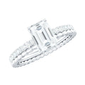 Certified 1.8 Carat Emerald Cut Moissanite Solitaire Engagement Ring