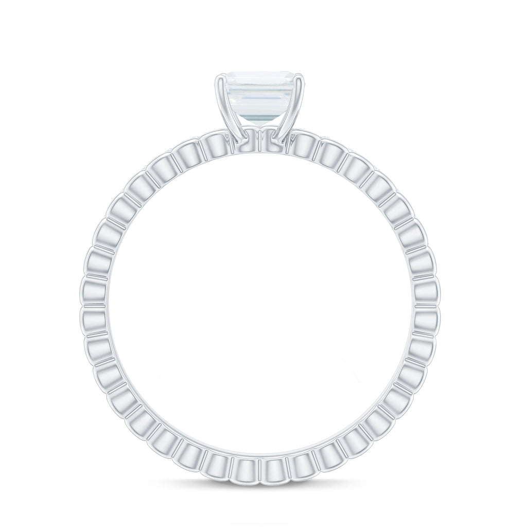Certified 1.8 Carat Emerald Cut Moissanite Solitaire Engagement Ring