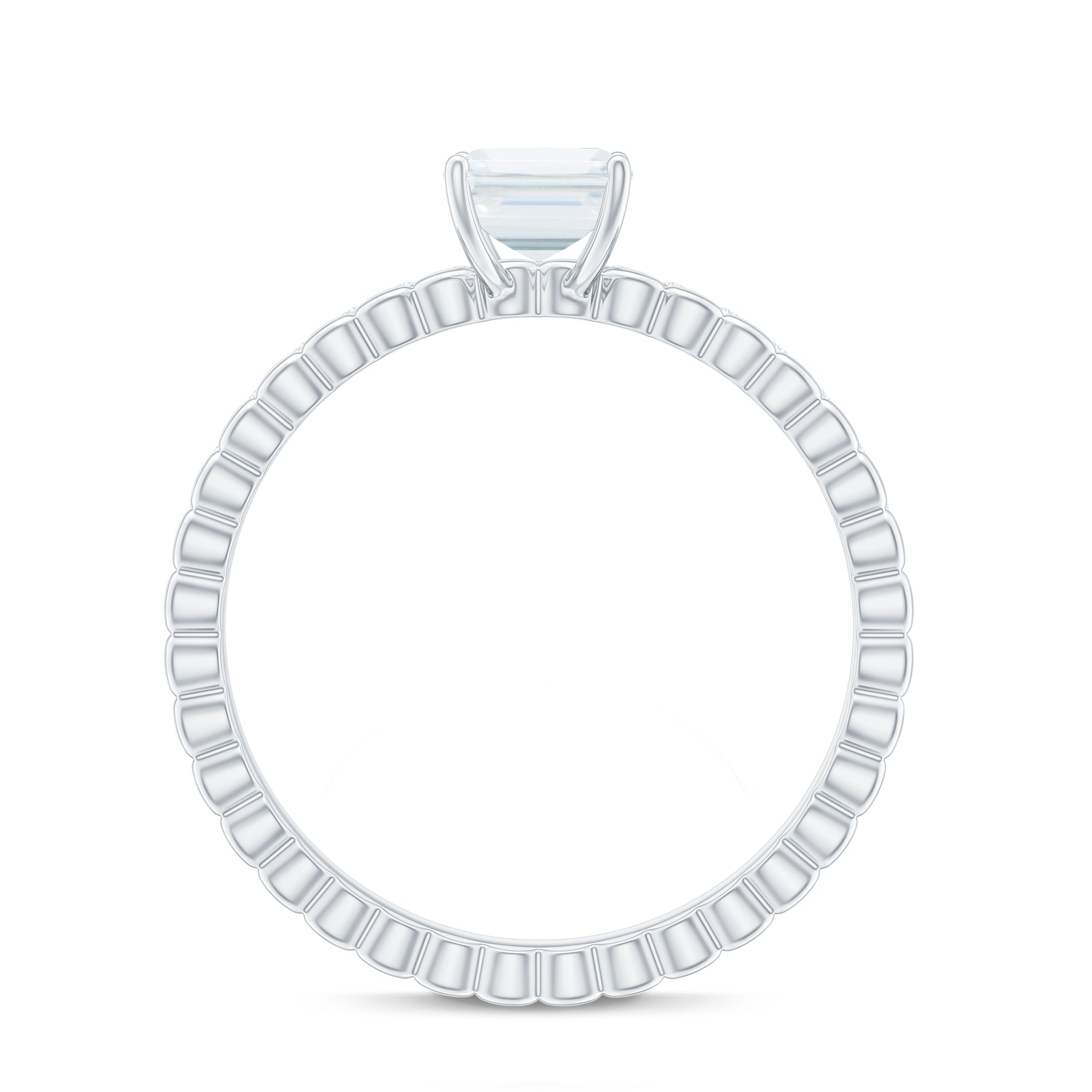 Certified 1.8 Carat Emerald Cut Moissanite Solitaire Engagement Ring