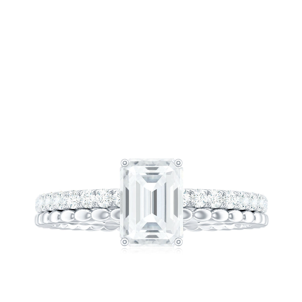 Certified 1.8 Carat Emerald Cut Moissanite Solitaire Engagement Ring