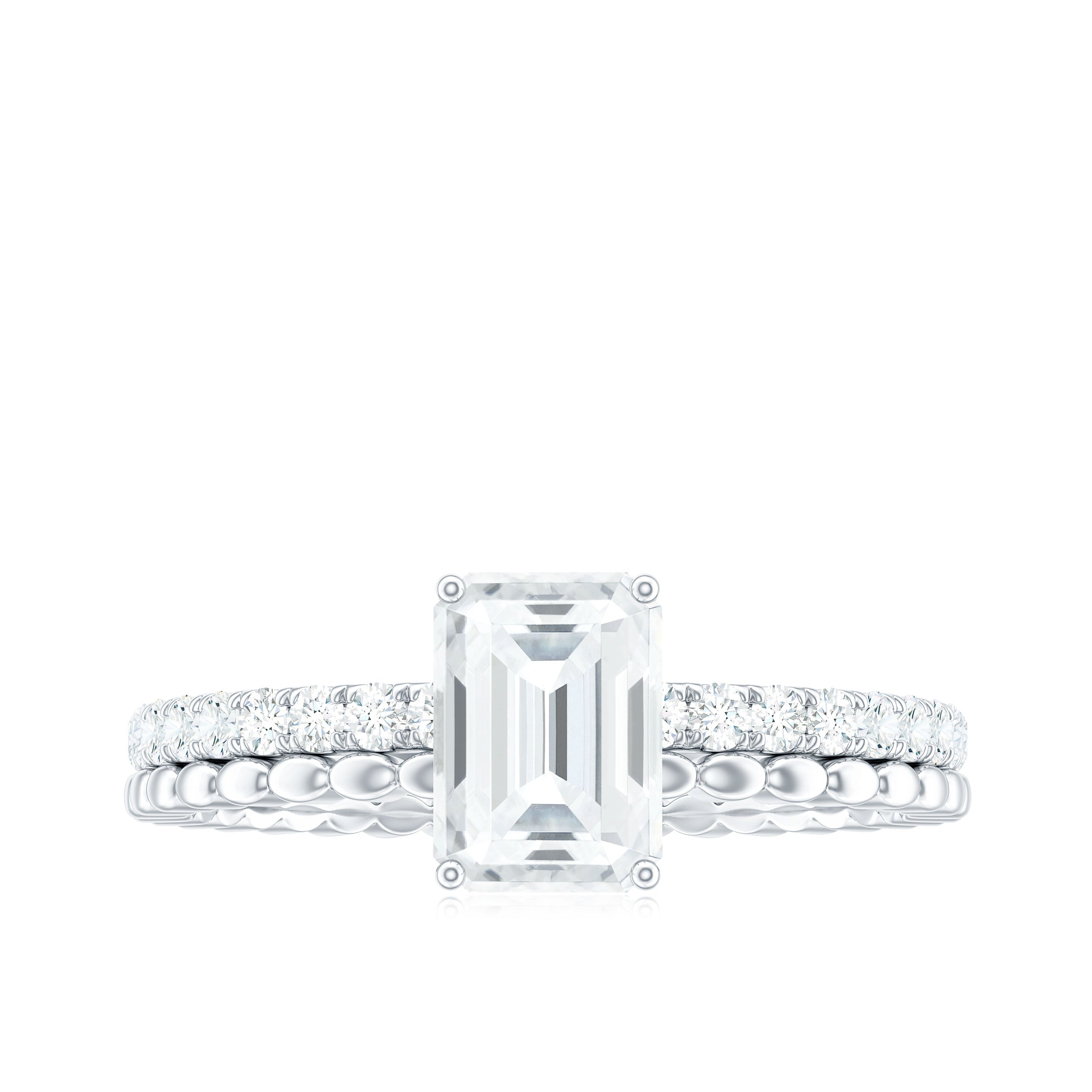 Certified 1.8 Carat Emerald Cut Moissanite Solitaire Engagement Ring