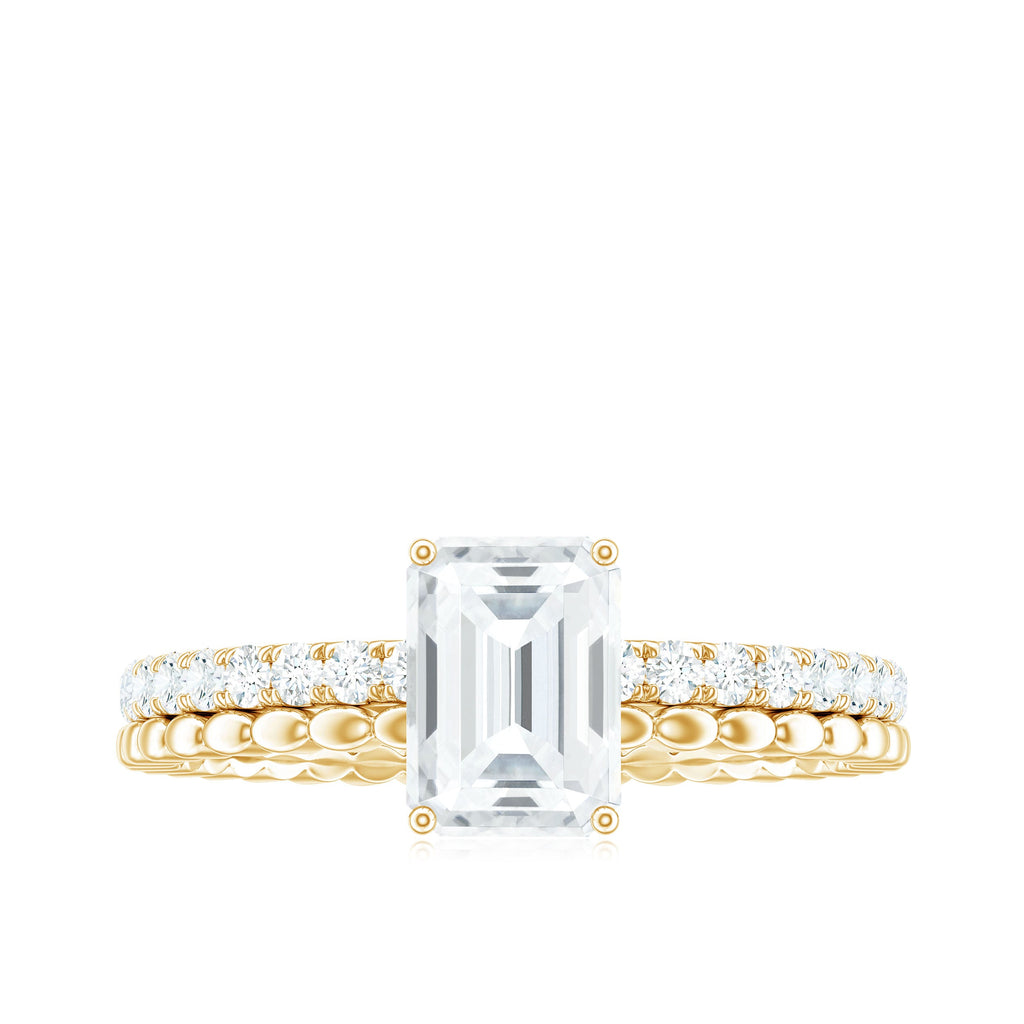 Certified 1.8 Carat Emerald Cut Moissanite Solitaire Engagement Ring