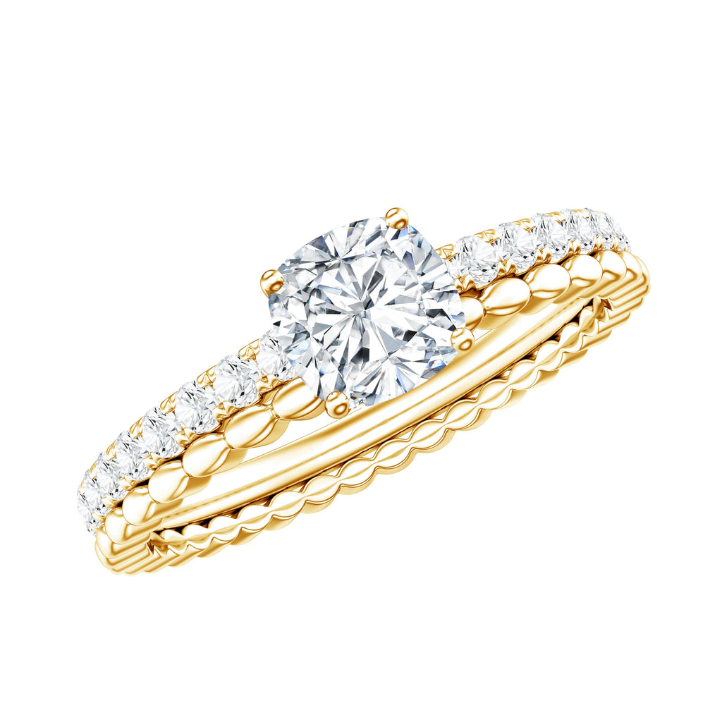1.7 Carat Certified Cushion Cut Moissanite Solitaire Engagement Ring