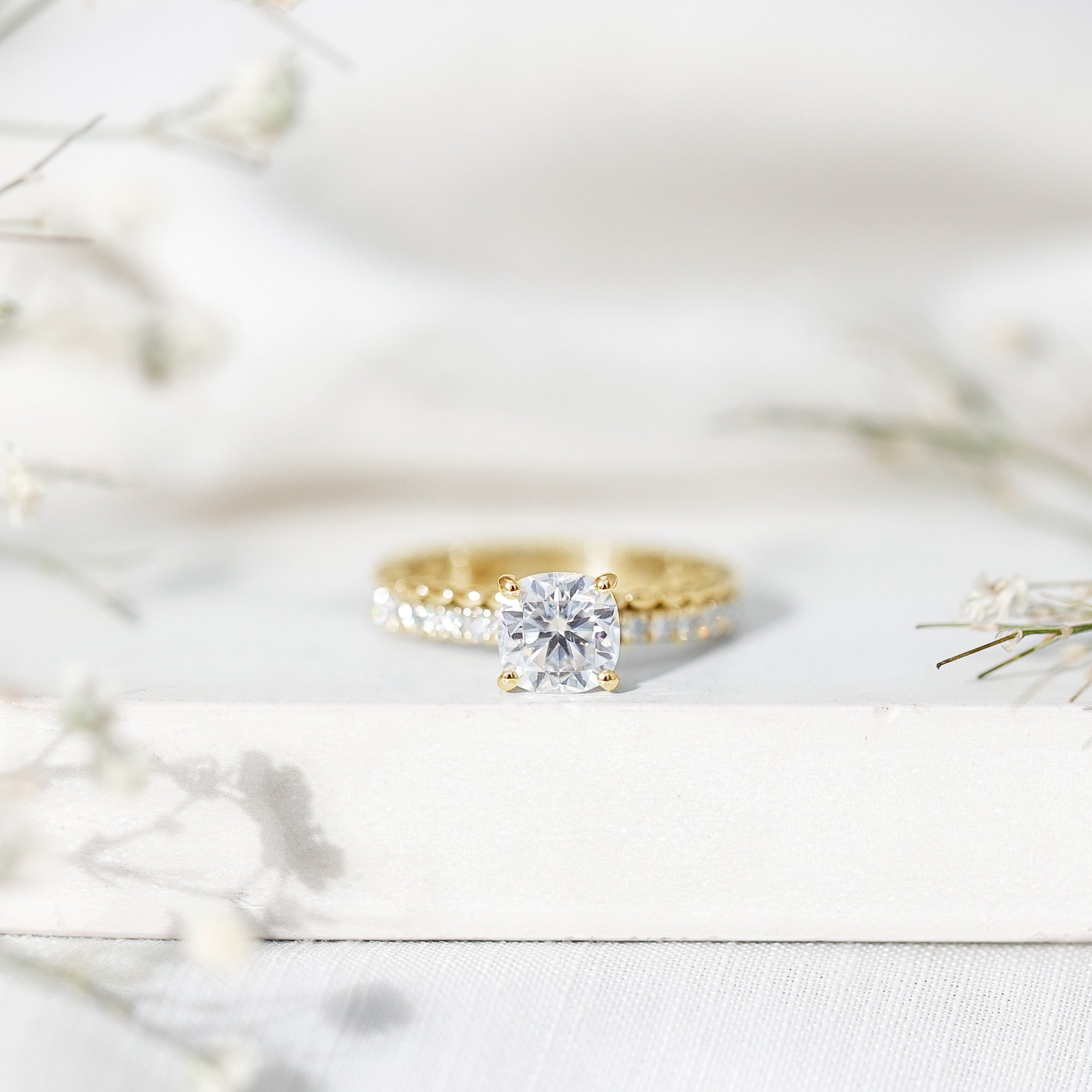 1.7 Carat Certified Cushion Cut Moissanite Solitaire Engagement Ring