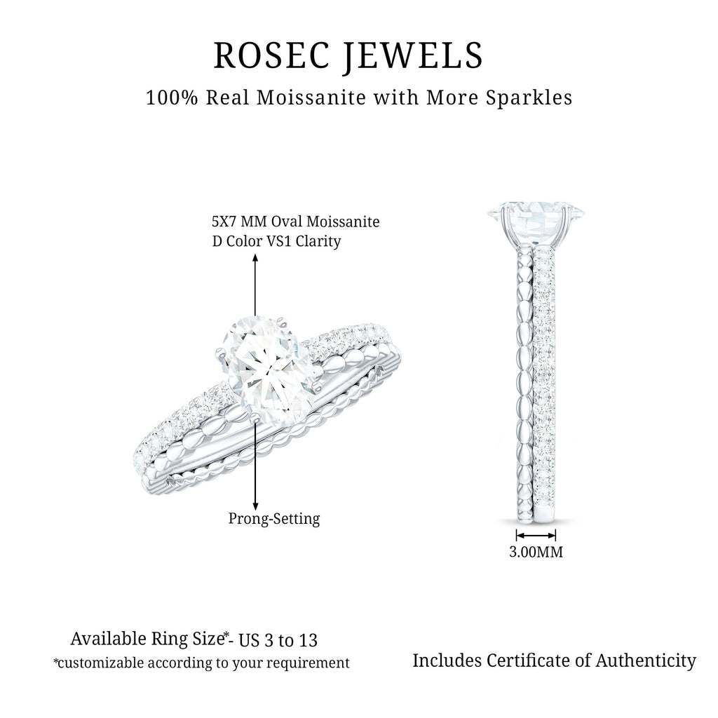 0.9 Carat Solitaire Moissanite Oblong Engagement Ring