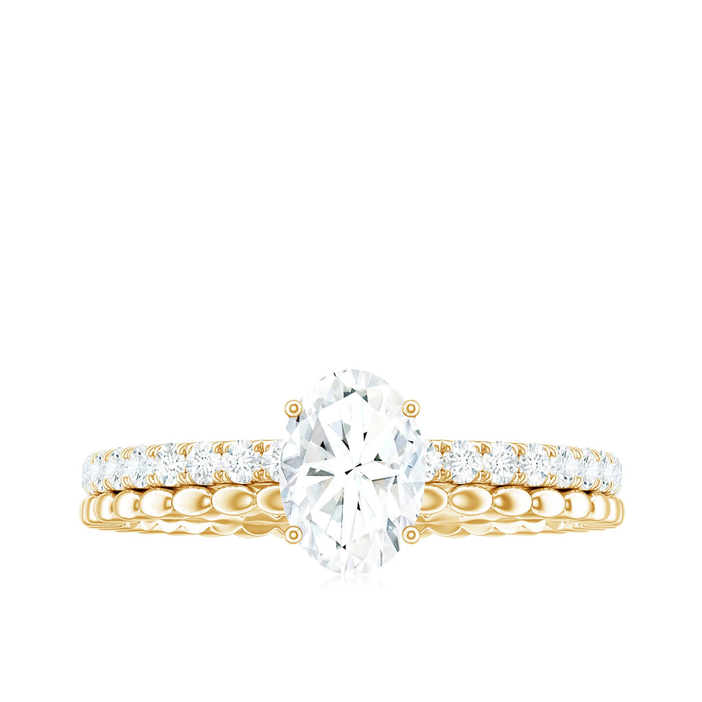 0.9 Carat Solitaire Moissanite Oblong Engagement Ring