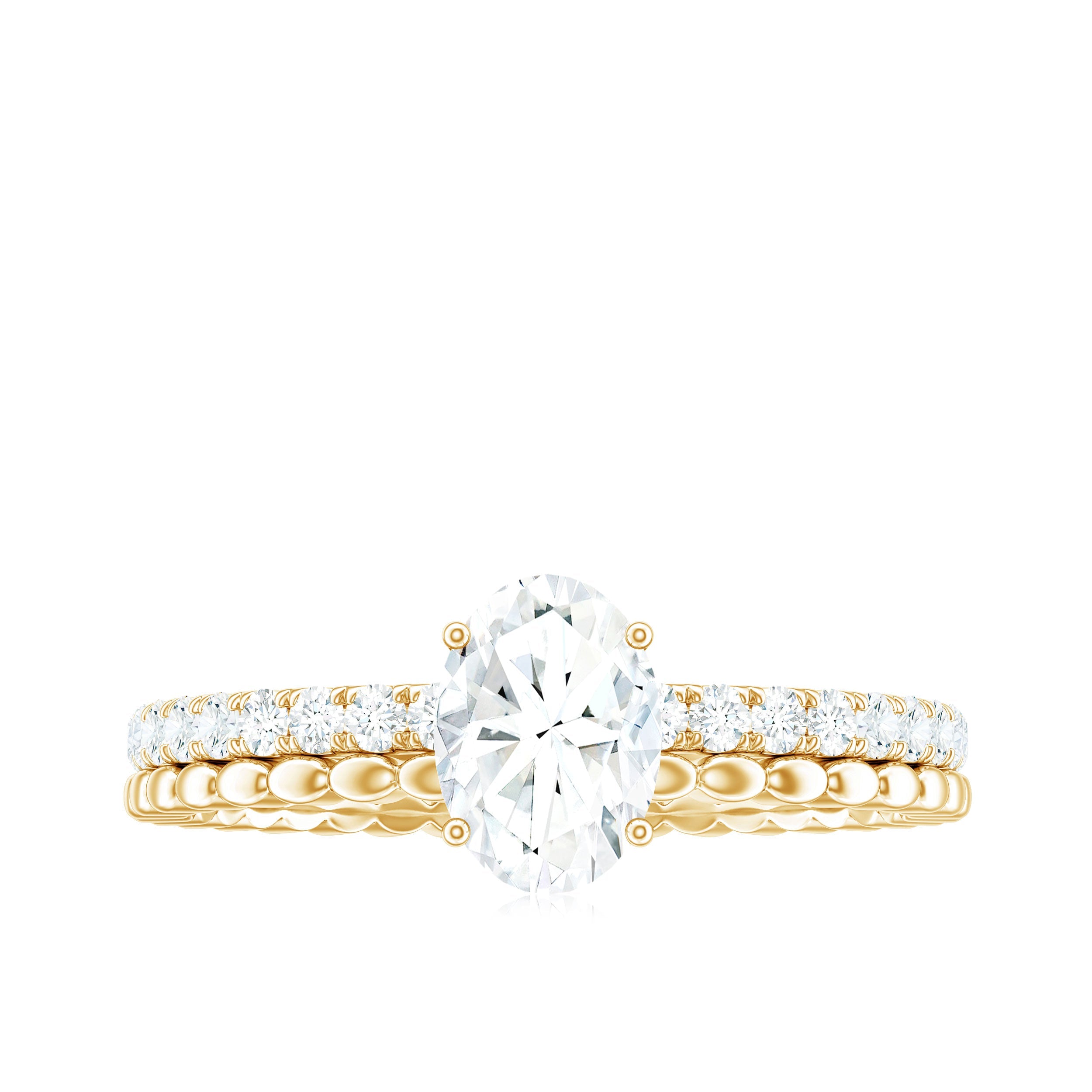 0.9 Carat Solitaire Moissanite Oblong Engagement Ring