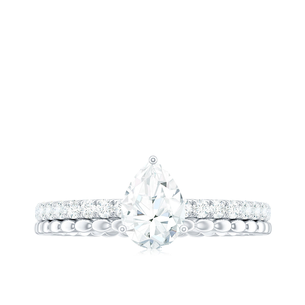 0.7 Carat Pear Cut Moissanite Solitaire Engagement Ring