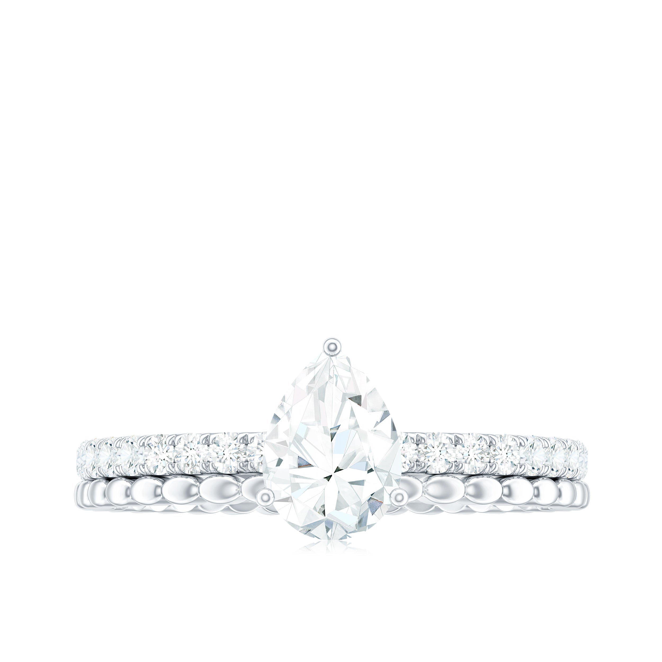 0.7 Carat Pear Cut Moissanite Solitaire Engagement Ring