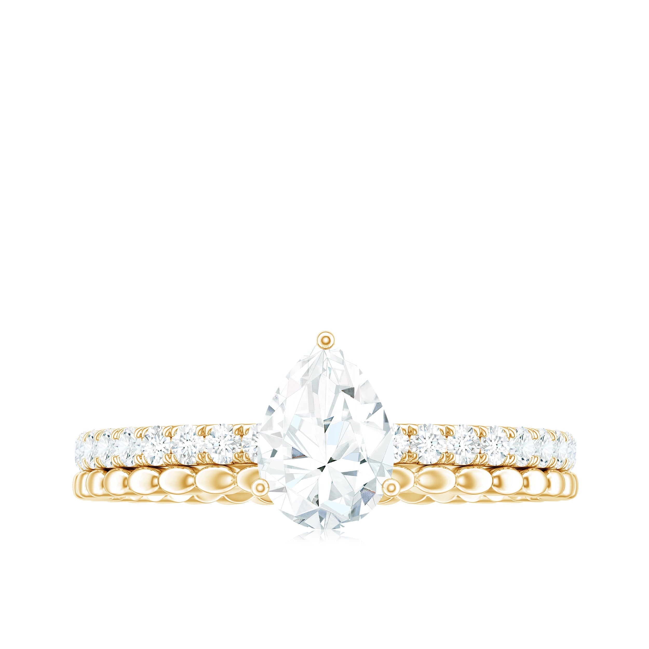 0.7 Carat Pear Cut Moissanite Solitaire Engagement Ring
