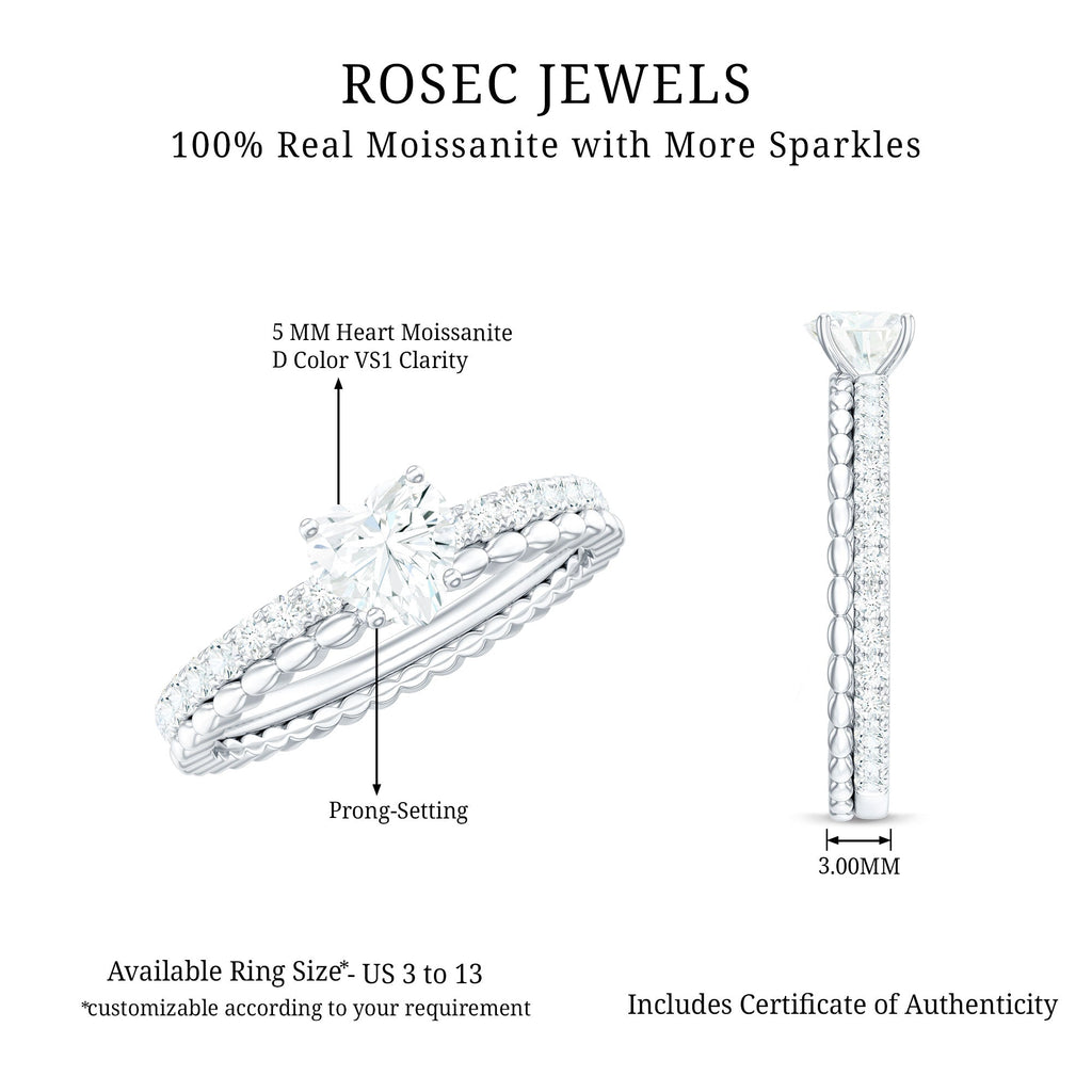 Heart Shape Moissanite Designer Engagement Ring for Women
