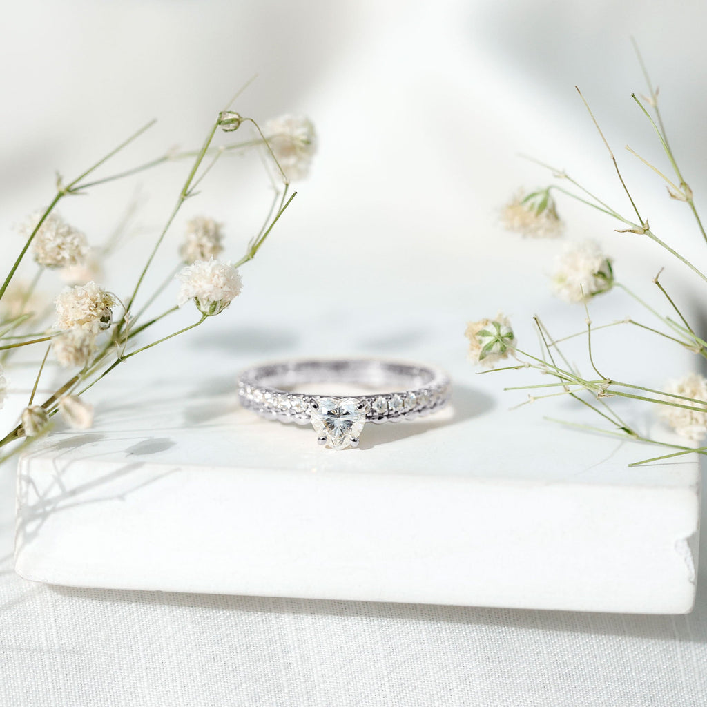 Heart Shape Moissanite Designer Engagement Ring for Women