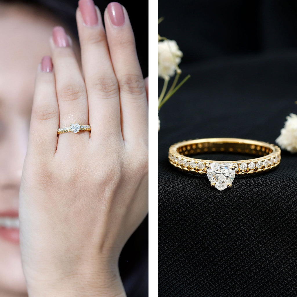 Heart Shape Moissanite Designer Engagement Ring for Women