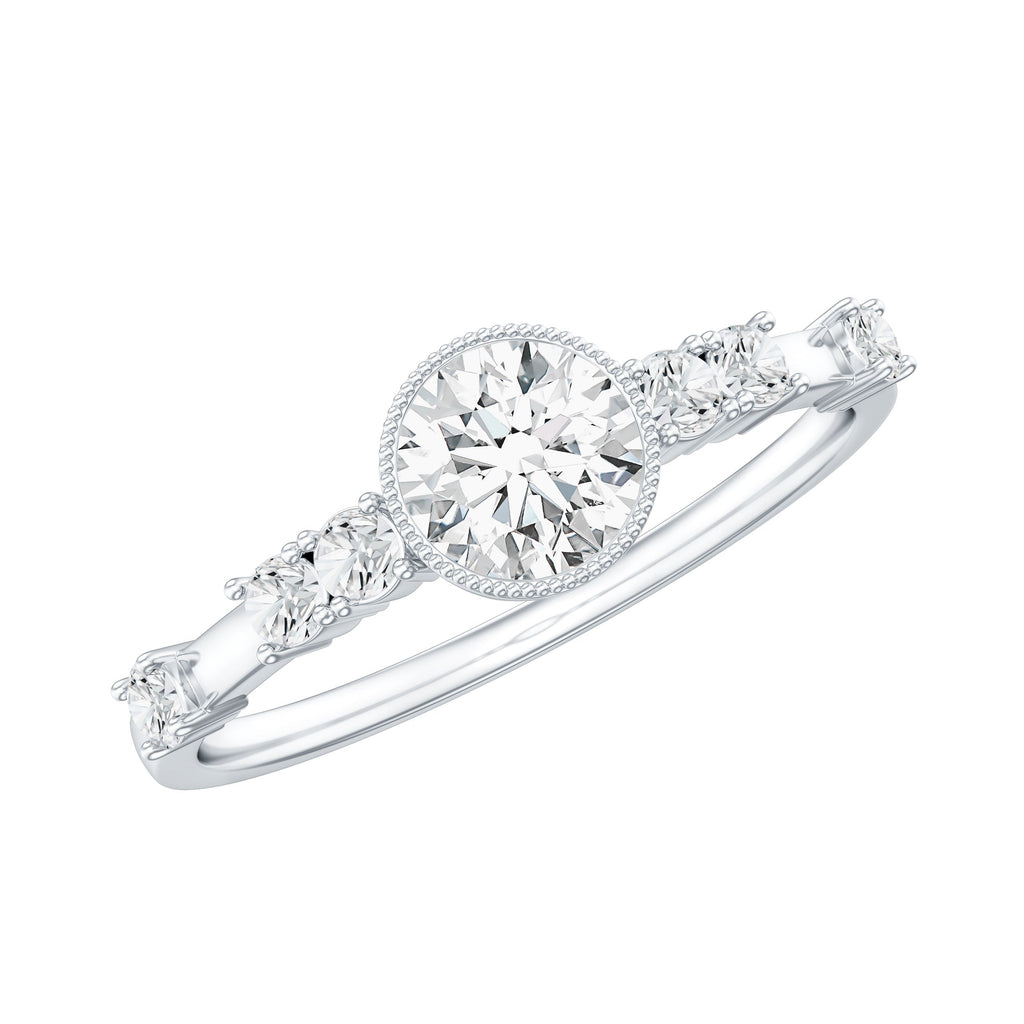 0.5 Carat Round Certified Moissanite Solitaire Engagement Ring in Bezel Setting