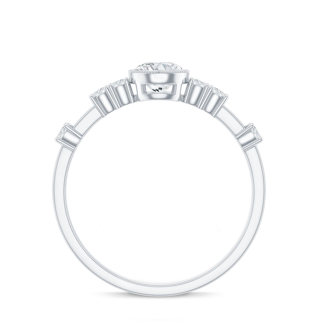 0.5 Carat Round Certified Moissanite Solitaire Engagement Ring in Bezel Setting