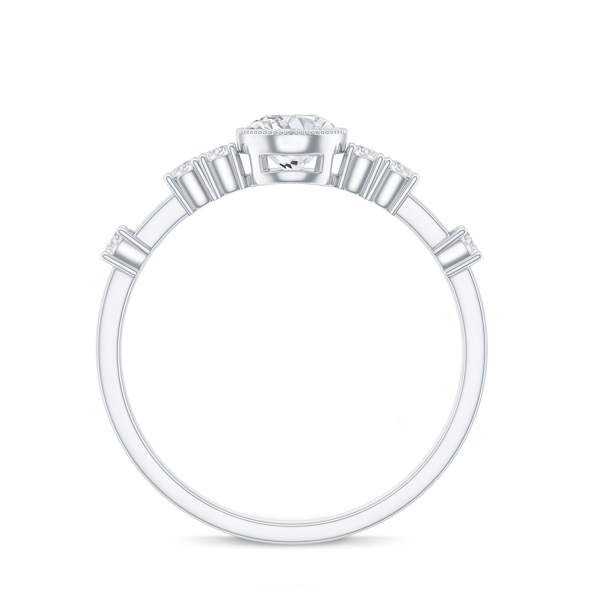 0.5 Carat Round Certified Moissanite Solitaire Engagement Ring in Bezel Setting