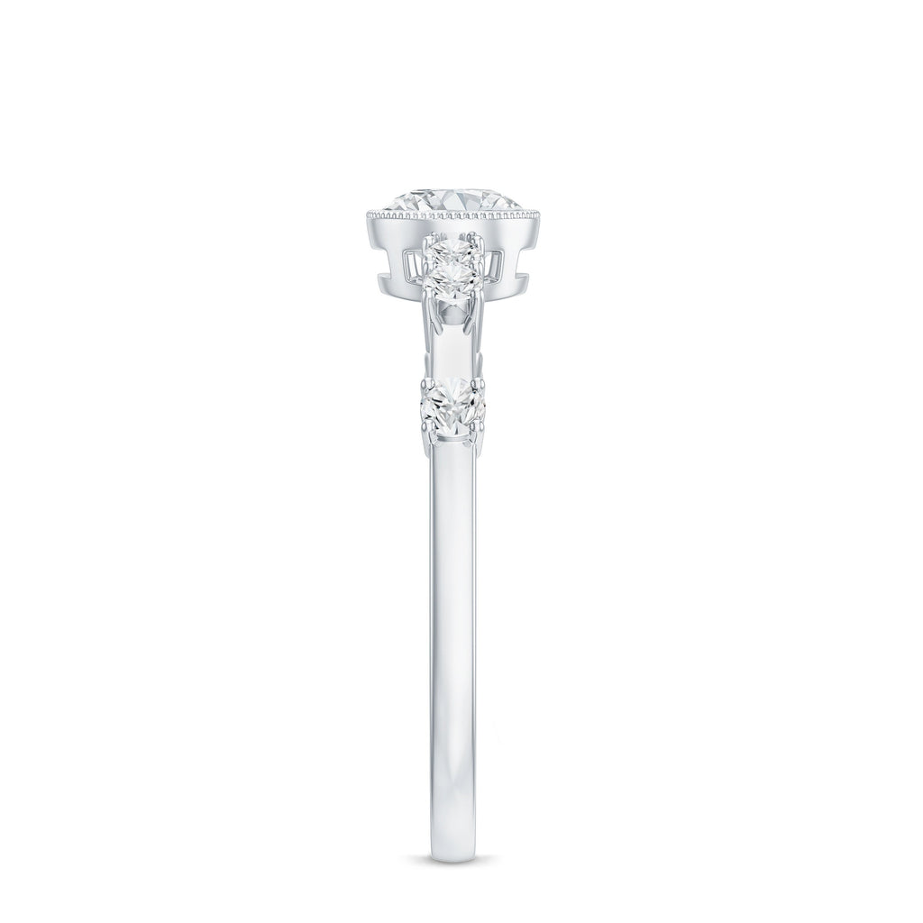 0.5 Carat Round Certified Moissanite Solitaire Engagement Ring in Bezel Setting