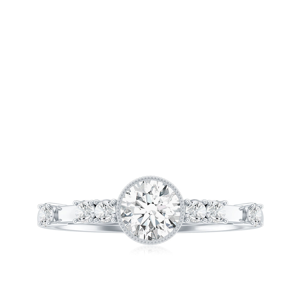 0.5 Carat Round Certified Moissanite Solitaire Engagement Ring in Bezel Setting