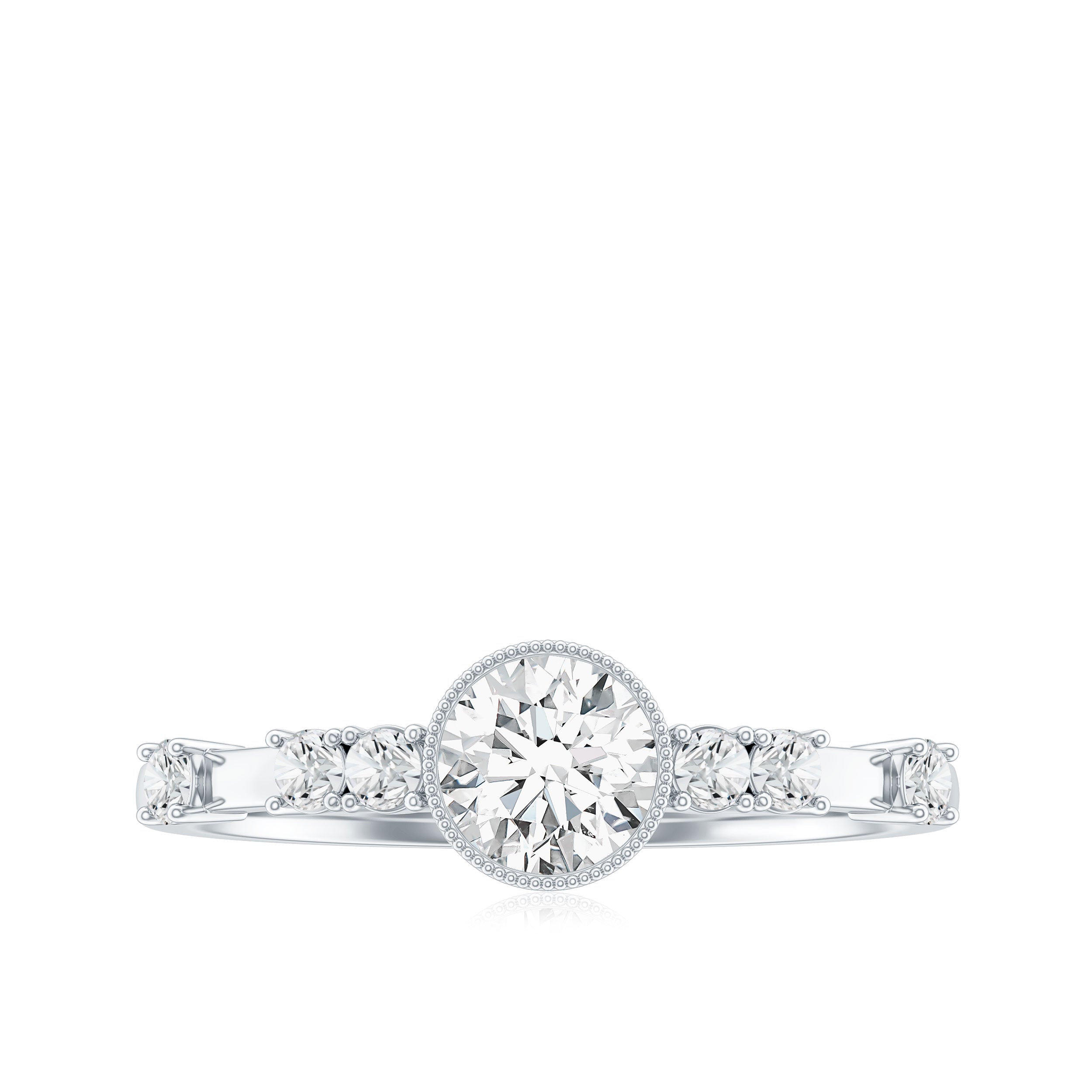0.5 Carat Round Certified Moissanite Solitaire Engagement Ring in Bezel Setting